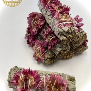 Rökelsebunt Lila solros och vit salvia